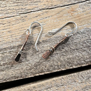 Bands of Silver Copper Bar Earrings