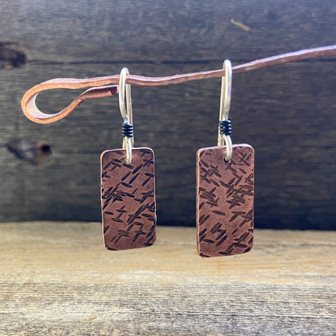Copper Cross Hatch Earrings