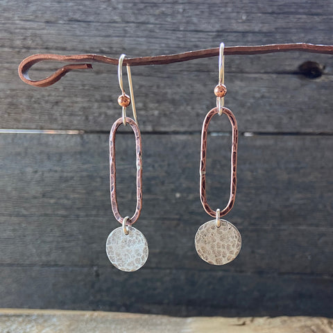 Rustic Copper and Sterling Silver Earrings