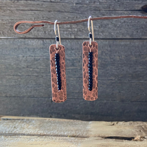 Copper with Black Strip Earrings