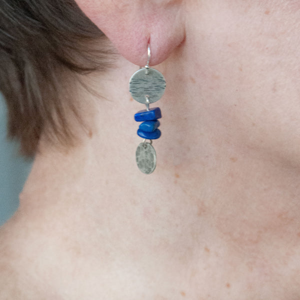 Sterling Silver and Lapis Lake Earrings